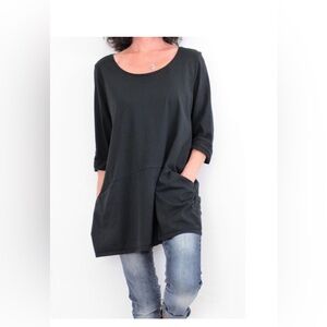 New Pure Jill Curved Seam Tunic Size Small Tall Black